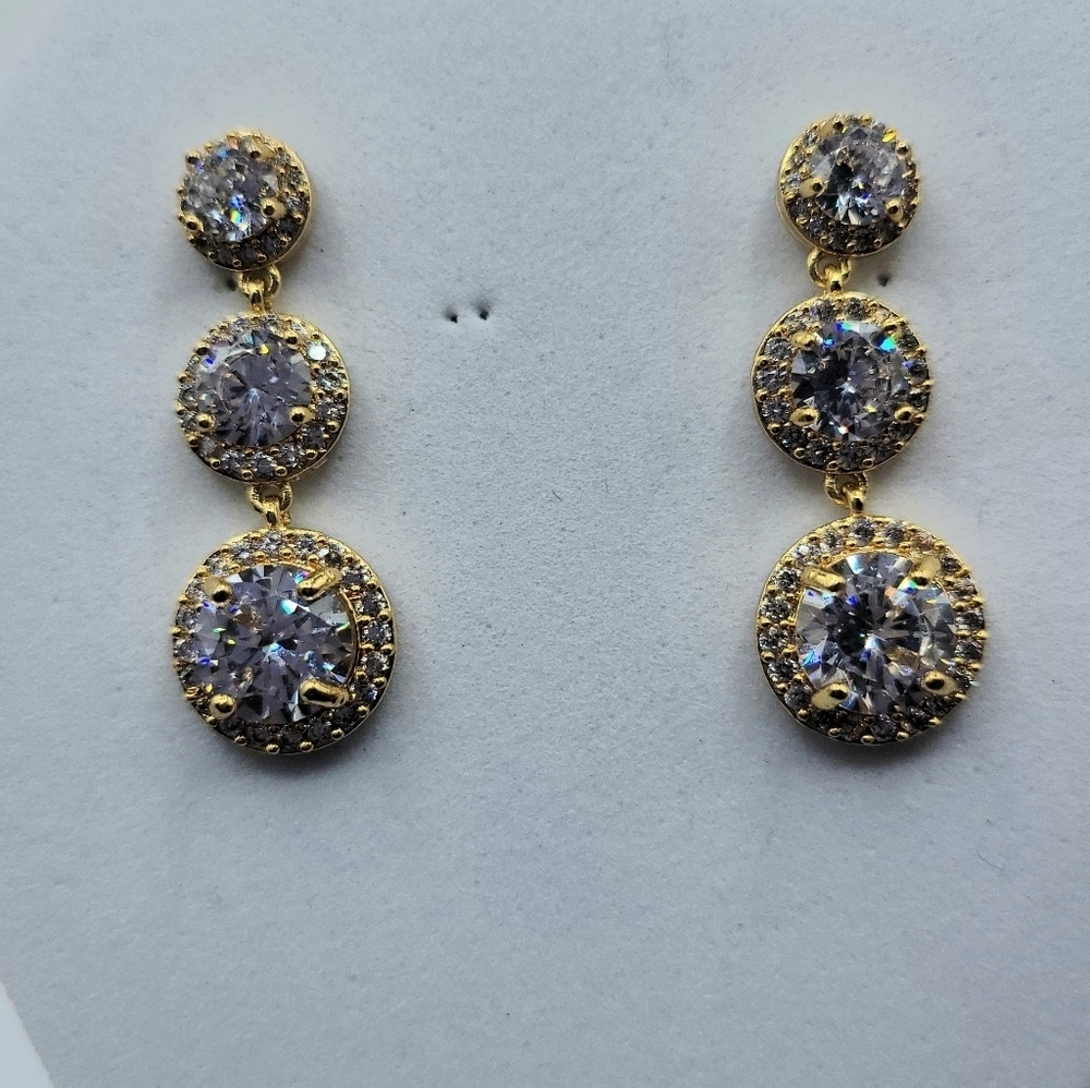 Akira Goldtone and Rhinestone Drop Earrings